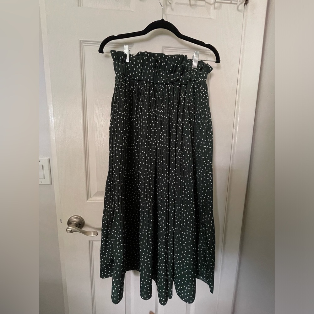 Pleated Polka Dot Midi Skirt